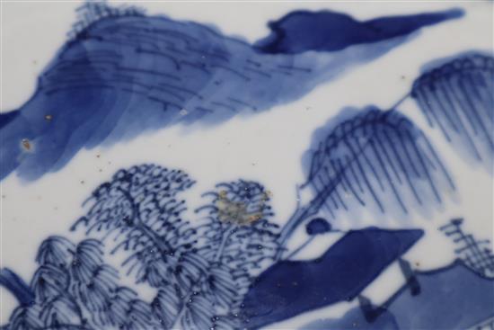 A Chinese blue and white tray length 19cm
